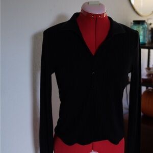 Black Long Sleeve Button-Up Cardigan
